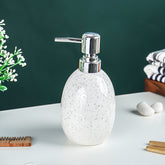 White and Gray Speckled Ceramic Soap Dispenser
